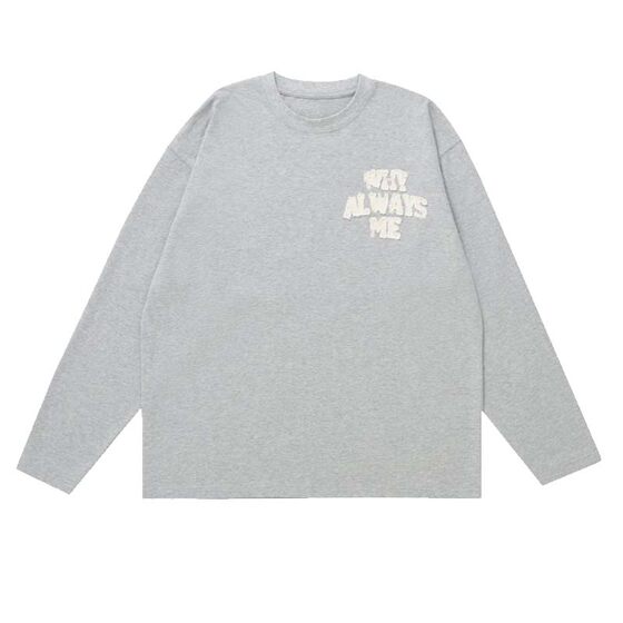 
Makemore long-sleeved T-shirt men's new style* torn edge patch embroidered cotton American high-end couple black tops for women