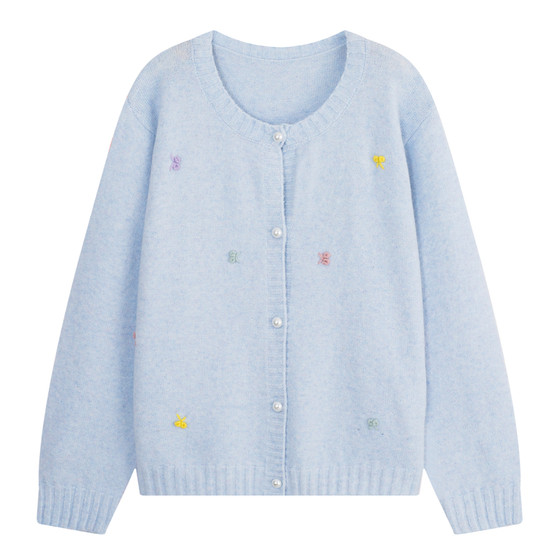 YUZI caviar knitted cardigan sweater three-dimensional crochet large size women's spring versatile age-reducing loose slimming top