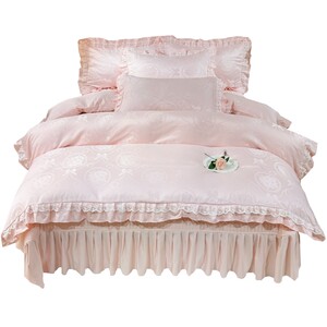 
Summer Princess Style Class A Silk Four-piece Cool Lace Quilt Cover Ice Silk Bed Cover Sheet Sheet Bedding 4