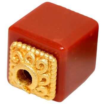 
Silver gold-plated sugar bucket bead accessories with southern red agate