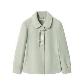 Mom pretend to be spring and autumn fashion short embroidered flower woolen jacket
