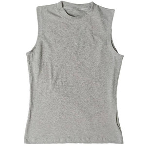 Pure cotton semi -high -necked vest male tight sports shoulder men's middle collar fitness bottoming shirt standing neck wide shoulder sleeveless T -shirt