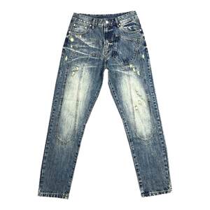 
American retro washing and old spliced ​​workwear jeans men's fashion brand pussy ripped design pants