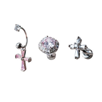 [Buy four, get one free] Pink Zircon Stud Earrings