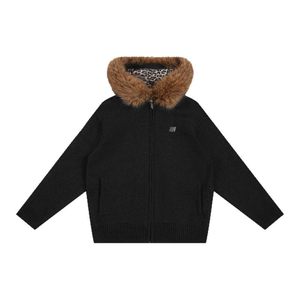 
FDR lazy high-end knitted sweater 2025 autumn and winter can be worn thick cardigan men's leopard print fur collar sweater jacket women