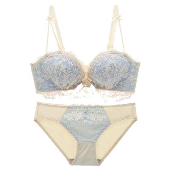 
Small breasts gathered underwear thickened to make you look big and pure lace girl bra top support palm cup ringless bra set