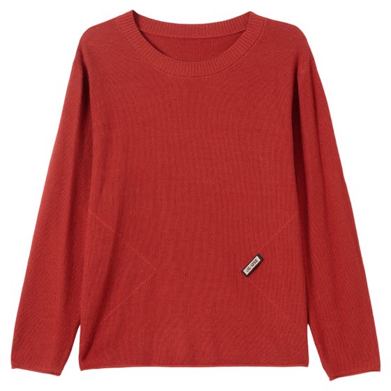 
Hengyuanxiang round neck cardigan women's pullover sweater autumn and winter loose belly-covering sweater large size versatile thin top