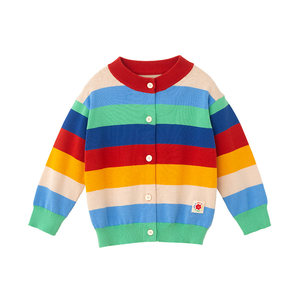 
soyo Sheyu Liangcang Children's Clothing Rainbow Pure Cotton Children's Sweater Spring and Autumn Girls Sweater Jacket Boys Top
