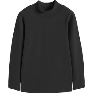 
euv children's turtleneck bottoming shirt for boys and girls with black and white mid-collar autumn coat for middle and large children pure cotton long-sleeved T-shirt