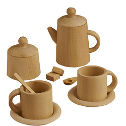 Russian Raduga Handmade Children's Simulation Tea Set Teacup Set Pure Wood Play House Imaginative Game
