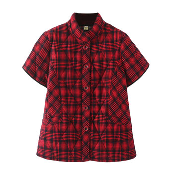 Large -size short -sleeved buttons Korean version of middle -aged and elderly floral cotton jacket
