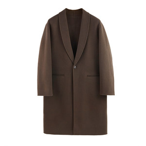 Elegant gentleman high -quality pure wool double -sided woolen men's median green fruit collar woolen coat DAF196