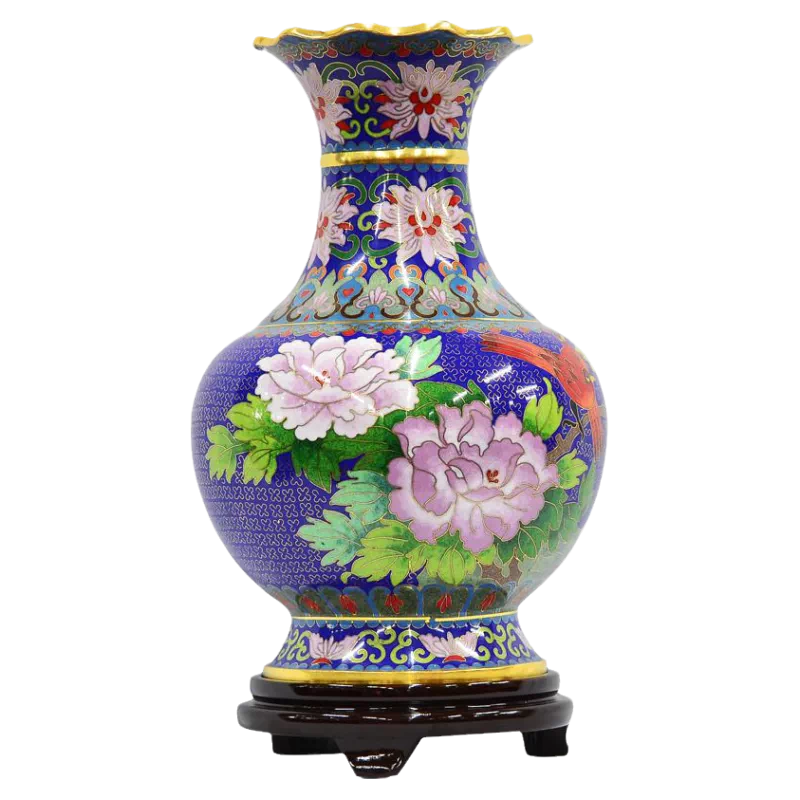 景泰藍花瓶古風12寸花口瓶銅胎掐絲琺瑯北京特色家居裝飾品擺件