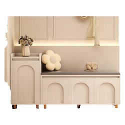 5-year-old store shoe cabinet with shoe changing stool at home door