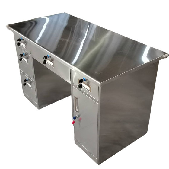 
304 Thickened Stainless Steel Doctor Office Desk Computer Desk Table with Drawer Dust-free Workshop Workbench Writing Table