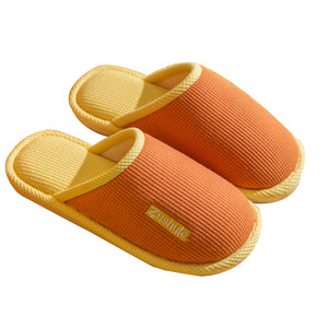 
2022 new winter cotton slippers for women at home simple bedroom cotton linen Baotou couple indoor confinement non-slip fabric art
