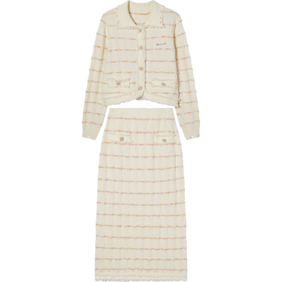 
[89/piece] EPTISON suit women's 2025 winter small fragrance knitted cardigan jacket skirt two-piece set