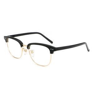 
Japanese half-frame rivet retro black frame square round face slimming flat glasses female literary myopia frame small face