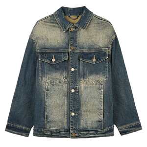Talented men's retro old denim jacket men's spring 2025 new multi-pocket work style slim body clothes trend