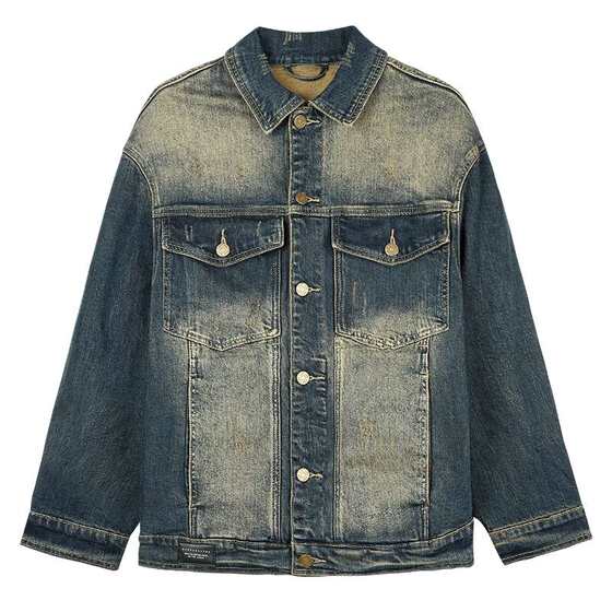 Talented men's retro old denim jacket men's spring 2025 new multi-pocket work style slim body clothes trend