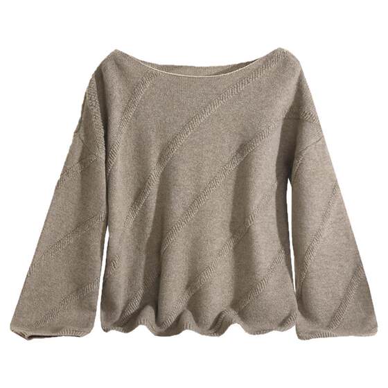 
2025 winter clothing Outlets counter high-end HZ series pullover long-sleeved top with wool solid color sweater for women