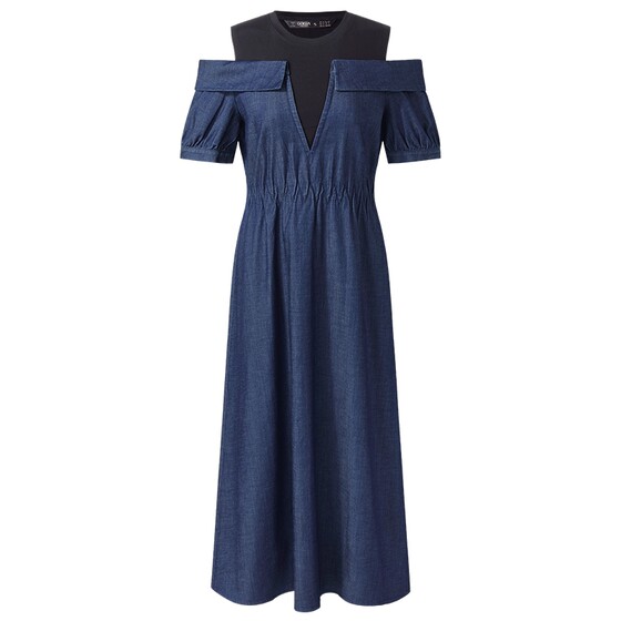 
Direct discount of 50% off Gloria denim dress women's spring high-end fake two-piece waist long skirt