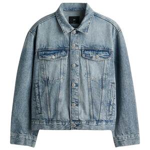 
HM men's denim jacket spring lapel loose couple American single-breasted jacket 1295737