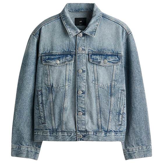 
HM men's denim jacket spring lapel loose couple American single-breasted jacket 1295737