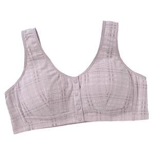 Mom vest underwear middle-aged pure cotton bra large size front buckle for elderly bra without steel ring front buckle

