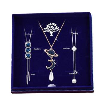 
women's sweater chain long necklace set