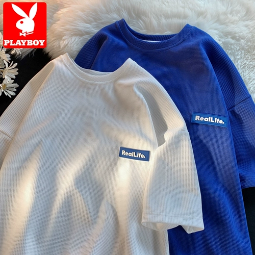 Playboy, шелковая тонкая футболка с коротким рукавом, оверсайз