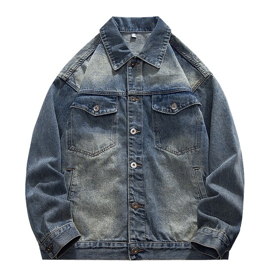 Boys American Denim Jackets Men's Trendy Brand 2026 Large Size Men's Spring Work Jackets Tops Loose Clothes