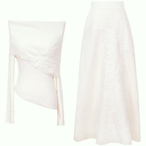 
Uncle Peter Pan <Snowfall Peony Pavilion> knitted embroidered one-shoulder engagement certificate top and skirt suit