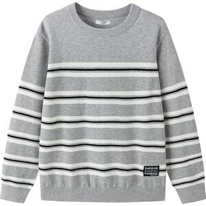 
Balabala children's knitted sweaters for boys and girls striped sweaters spring and autumn models for middle-aged and older children pure cotton bottoming shirts