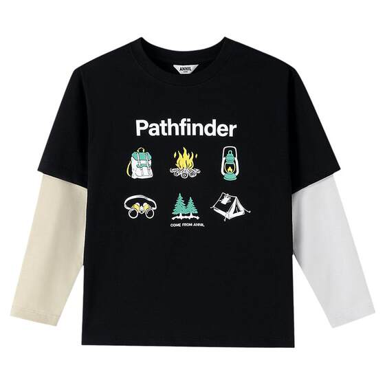 
[Cotton quick-drying T] Annai children's clothing boys' fake two-piece long-sleeved T-shirt 2026 spring new loose sports