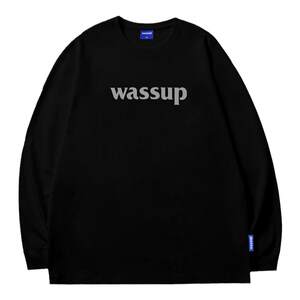 
WASSUP trendy brand 3D letter logo long-sleeved T-shirt for boys spring and autumn versatile American heavy round neck top