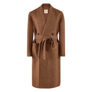 
[100% wool] CULTUM autumn and winter green fruit collar double-breasted knee-length wool coat men's woolen coat