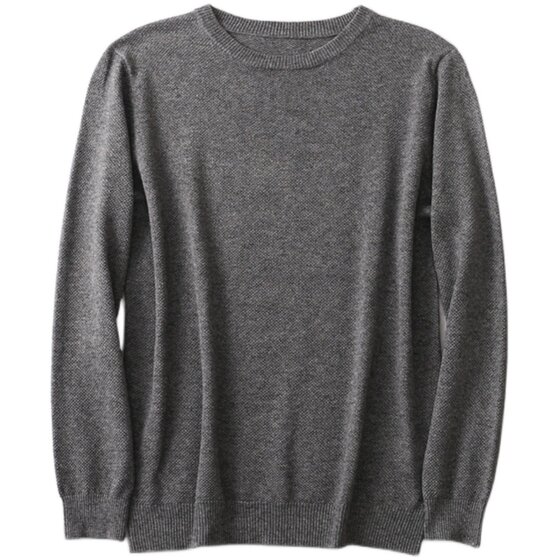 2024 winter silk men's jacquard round neck sweater top loose mulberry silk cashmere blend pullover sweater
