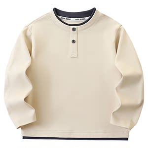 
Boys' long-sleeved T-shirt cotton fake two-piece spring and autumn 2026 new Korean style casual sports stitching bottoming shirt top