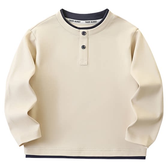 
Boys' long-sleeved T-shirt cotton fake two-piece spring and autumn 2026 new Korean style casual sports stitching bottoming shirt top