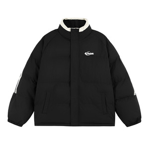 Lemanism tide brand American contrasting three bar alphabet cotton clothing men 2024 winter couple cotton jacket female
