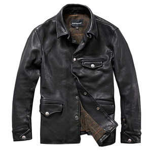 
Japanese craftsman-grade gentleman men's thickened full grain 100% top layer cowhide small squid jacket genuine leather leather jacket