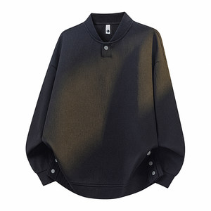 Autumn and winter large size men's versatile warm sweatshirts with trendy style and skin-friendly T-shirts for casual and fashionable inner wear