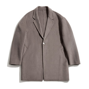 Sea road minimalist double-sided woolen coat for men in autumn and winter 950g Korean high-end mid-length woolen coat