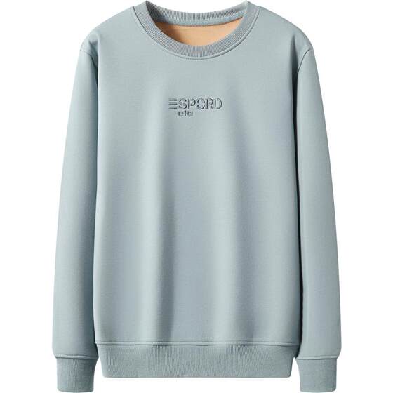 
Plush solid color cotton embroidered sweatshirt for men, thickened and warm, long-sleeved T-shirt, round neck bottoming shirt, jacket for young and middle-aged people
