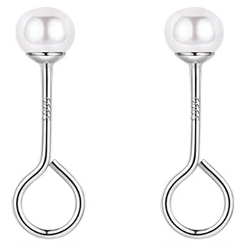 
natural pearl earrings curved hook earrings