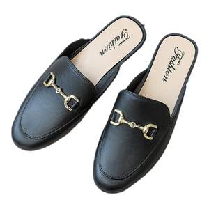 
2024 new fitting room bag-toe sandals for women Korean version sweet lazy semi-conveyor women's shoes fashionable and elegant round-toe single shoes