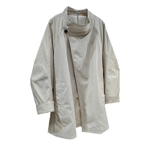 
Korean style single button stand collar windbreaker women's mid-length loose casual versatile spring and autumn coat slim cardigan top trendy