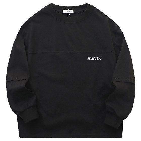 
Boys long-sleeved t-shirt pure cotton bottoming shirt spring 2026 new spring and autumn children boys round neck white top trendy