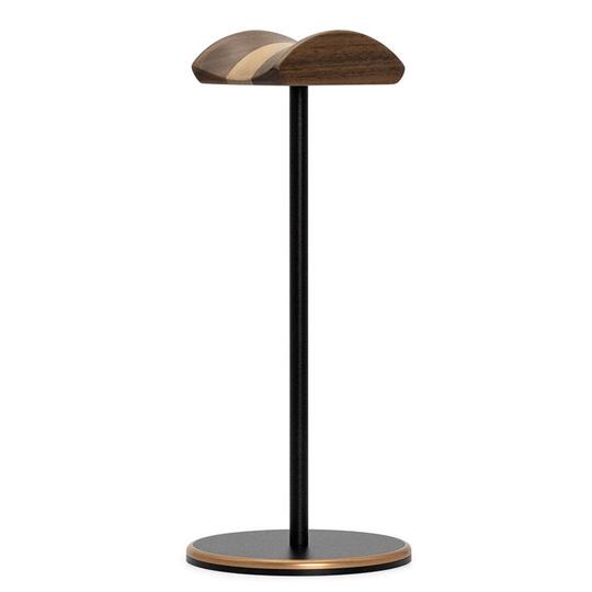 Support Casque En Noyer Et Métal - Porte Écouteurs Bois Avec Coussinet Antidérapant